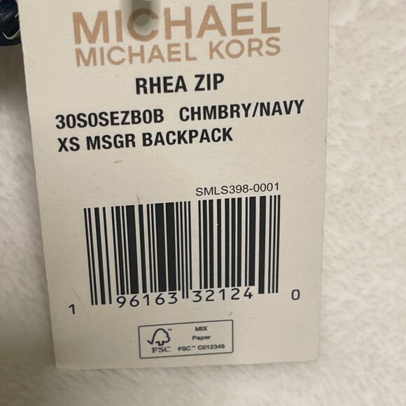 Michael Kors Rhea Mini Color-Block Logo Chambry/Navy Backpack - Picture 14 of 15